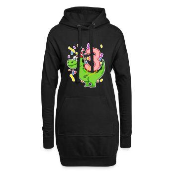 Drei 3 - Nummer 3 - Zahl 3 Geburtstag Dino - Hoodie-Kleid - Schwarz - Vorne