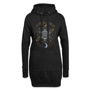 Wie oben, so unten - Heilige Geometrie - Hoodie-Kleid - Schwarz - Vorne