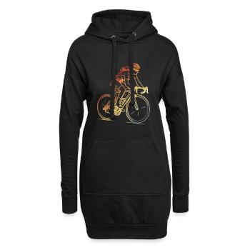 Retro Radfahrerin Line Art - Hoodie-Kleid - Schwarz - Vorne
