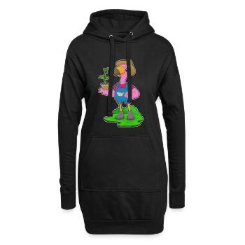 Flamingo Landwirt Setzling Bauernhof - Hoodie-Kleid - Schwarz - Vorne