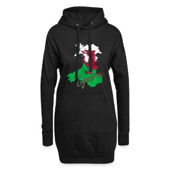 Flagge von Wales, walisischer Stolz - Hoodie-Kleid - Schwarz - Vorne