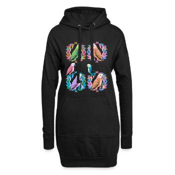 oiseau oiseaux perroquet perroquet couronne de laurier - Sweat-shirt à capuche long Femme - noir - Devant