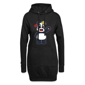 Panda Hut - Hoodie-Kleid - Schwarz - Vorne