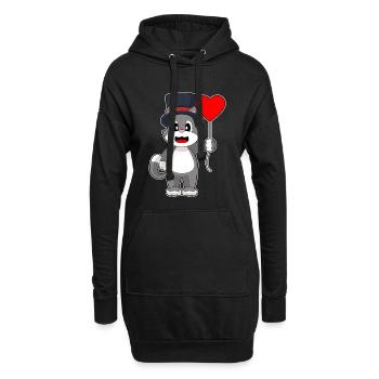 Katze Bräutigam Herz Hochzeit - Hoodie-Kleid - Schwarz - Vorne