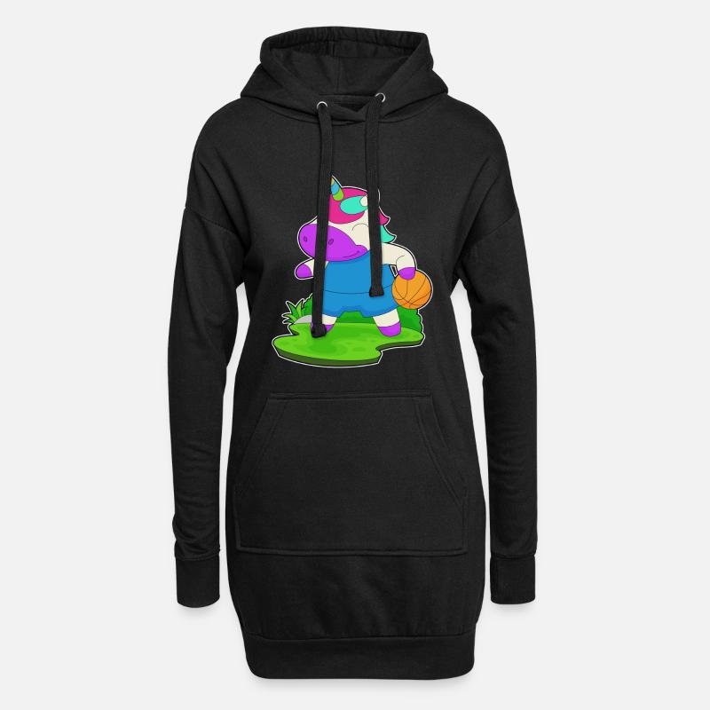 Licorne Basketteur Basketteur - Sweat-shirt à capuche long Femme - noir