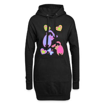 Valentin Chats Chat Coeur Coeurs Chers Partenaires - Sweat-shirt à capuche long Femme - noir - Devant