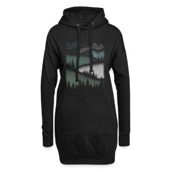 Natur Berge Wandern Wald Minimalistisch Geschenk - Hoodie-Kleid - Schwarz - Vorne