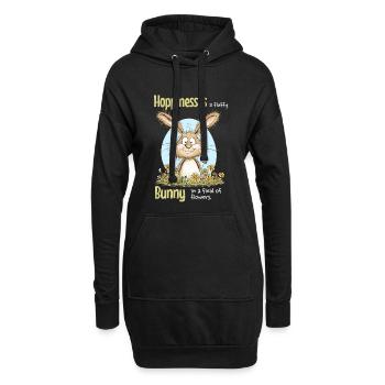 Hase Ostermotiv Spruch Frühling - Hoodie-Kleid - Schwarz - Vorne