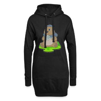 Pêche au poisson Bear Angler - Sweat-shirt à capuche long Femme - noir - Devant