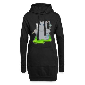 Pêche au poisson pêcheur rhinocéros - Sweat-shirt à capuche long Femme - noir - Devant