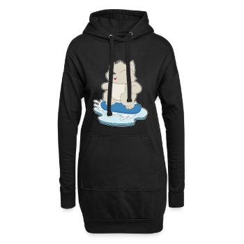 Katze Snowboarder Snowboard - Hoodie-Kleid - Schwarz - Vorne