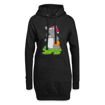 Hase Weihnachten Basketball - Hoodie-Kleid - Schwarz - Vorne