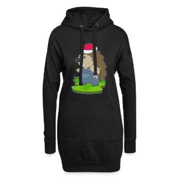 Mécanique de Noël hérisson - Sweat-shirt à capuche long Femme - noir - Devant