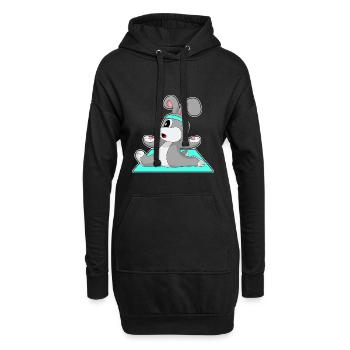 Hase Yoga Fitness Gymnastik - Hoodie-Kleid - Schwarz - Vorne