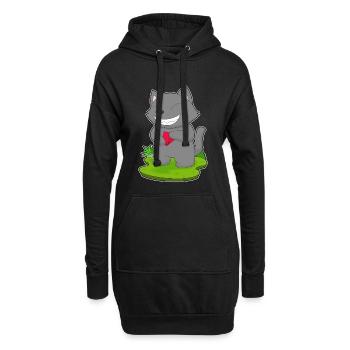 Katze Poker Pokerkarten - Hoodie-Kleid - Schwarz - Vorne