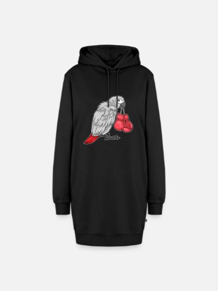 Papagei Boxer Boxhandschuhe Boxen - Hoodie-Kleid - Schwarz