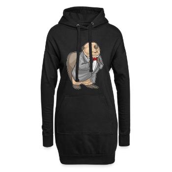 Biber Bräutigam Anzug Hochzeit - Hoodie-Kleid - Schwarz - Vorne