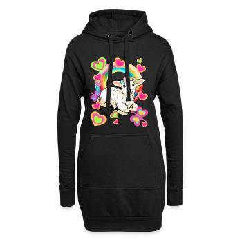 Regenbogen Schaf Schafe Ostern Osterfest Lamm Kind - Hoodie-Kleid - Schwarz - Vorne
