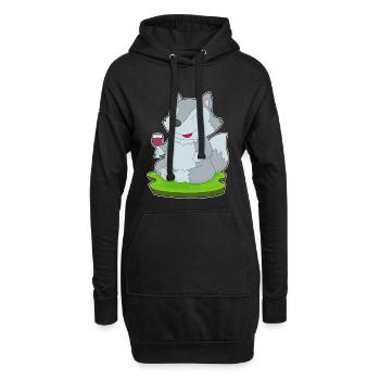 Wolf Red Wine - Hoodie Dress - black - Front