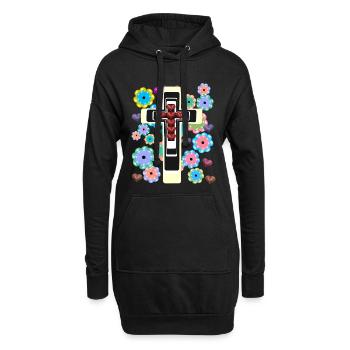 Kreuz Jesus Kreuze Kruzifix Messias Herz - Hoodie-Kleid - Schwarz - Vorne