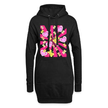 Retro Sommer Sommerzeit Herz Herzen Geburtstag - Hoodie-Kleid - Schwarz - Vorne