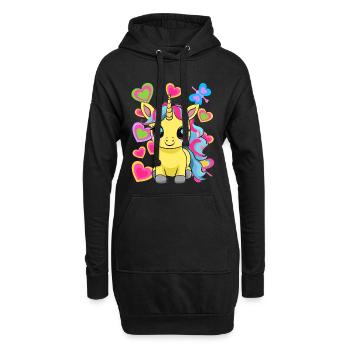Licorne Licornes Cheval Chevaux Enfants Enfant - Sweat-shirt à capuche long Femme - noir - Devant