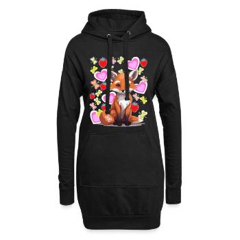 Renard Fox Coeur Fraises d’été Enfants Années 80 - Sweat-shirt à capuche long Femme - noir - Devant