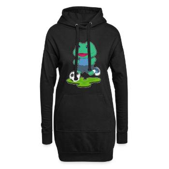 Frosch Fußballspieler Fußball - Hoodie-Kleid - Schwarz - Vorne