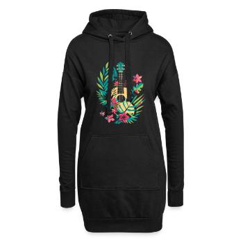 Ukulele Comic Look - Hoodie-Kleid - Schwarz - Vorne