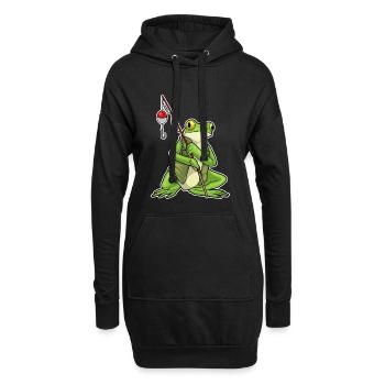 Canne à pêche Pêcheur Pêcheur Grenouille Canne à pêche - Sweat-shirt à capuche long Femme - noir - Devant