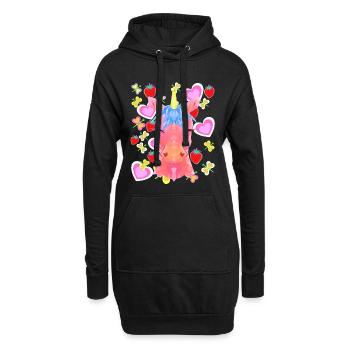Licorne Rétro Licornes Enfants Enfant Bébé Coeurs - Sweat-shirt à capuche long Femme - noir - Devant