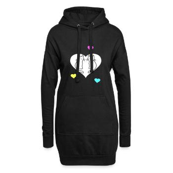 Chats Rétro Chat Saint-Valentin Coeur Coeurs Vintage - Sweat-shirt à capuche long Femme - noir - Devant