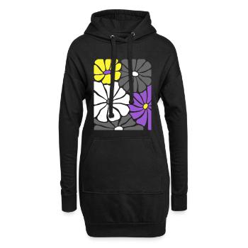 Nonbinary Pride Retro Blumen mit Enby Flag Farben - Hoodie-Kleid - Schwarz - Vorne