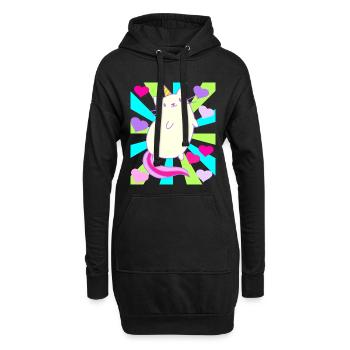 Licorne Licornes Chat Chat Rétro Enfants - Sweat-shirt à capuche long Femme - noir - Devant