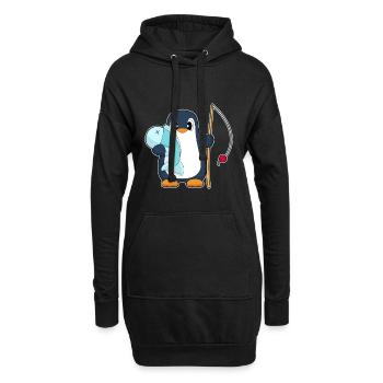 Pinguin Angler Fisch Angeln - Hoodie-Kleid - Schwarz - Vorne