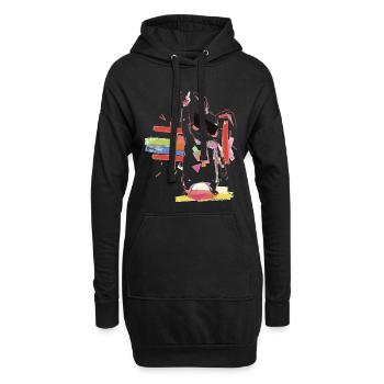 Regenbogenroboter Partystar - Hoodie-Kleid - Schwarz - Vorne