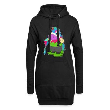 Einhorn Drachenfliegen Drachen - Hoodie-Kleid - Schwarz - Vorne