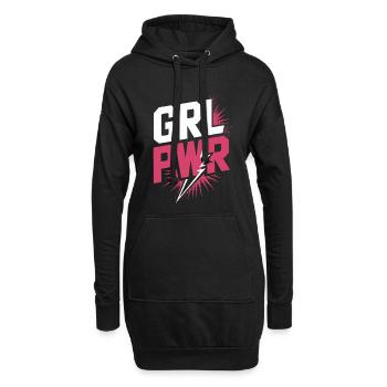 Femmes Pouvoir GRL PWR Fille Patriarcat Féminisme - Sweat-shirt à capuche long Femme - noir - Devant