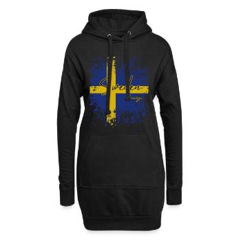 Schwedischer Stolz, Flagge Schwedens - Hoodie-Kleid - Schwarz - Vorne
