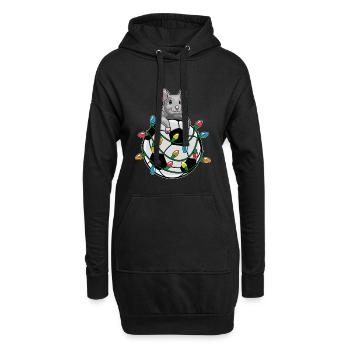 Mouse Christmas Football - Hoodie Dress - black - Front