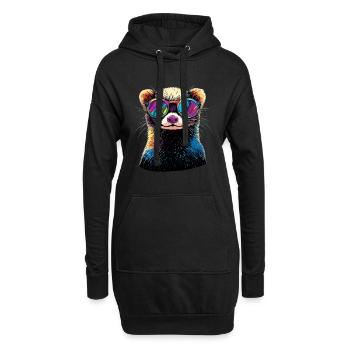 Frettchen Frett Iltis Marder Wiesel Süße Frettchen - Hoodie-Kleid - Schwarz - Vorne