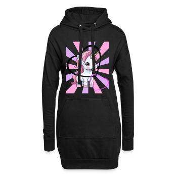 Einhorn Valentin Herz Teenie Pferd Kinder Herzen - Hoodie-Kleid - Schwarz - Vorne