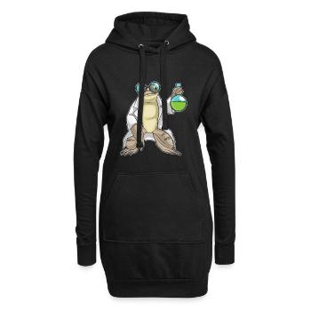 Frosch Wissenschaftler Reagenzglas Labor - Hoodie-Kleid - Schwarz - Vorne