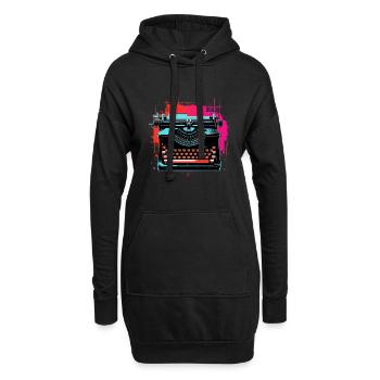 Machine à écrire Retrowave - Sweat-shirt à capuche long Femme - noir - Devant
