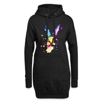 Abstraktes Aquarell-Kaninchen 🐇 - Hoodie-Kleid - Schwarz - Vorne