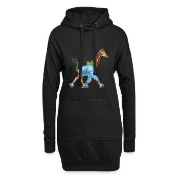 Patins de patinage sur glace Girafe - Sweat-shirt à capuche long Femme - noir - Devant