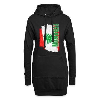 Vertikale Libanon-Flagge, Ich liebe den Libanon - Hoodie-Kleid - Schwarz - Vorne