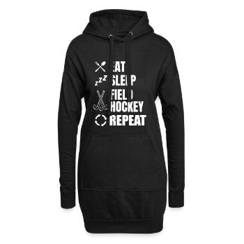 Manger dormir Hockey sur gazon Répéter - Sweat-shirt à capuche long Femme - noir - Devant