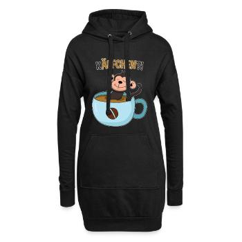Kaffeepause mit Affe - Hoodie-Kleid - Schwarz - Vorne