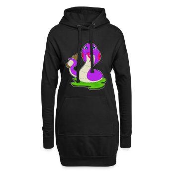 Schlange Flasche Bier - Hoodie-Kleid - Schwarz - Vorne
